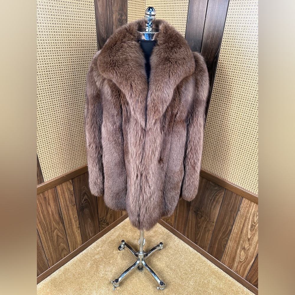 BROWN FOX FUR COAT JACKET SIZE MEDIUM 8